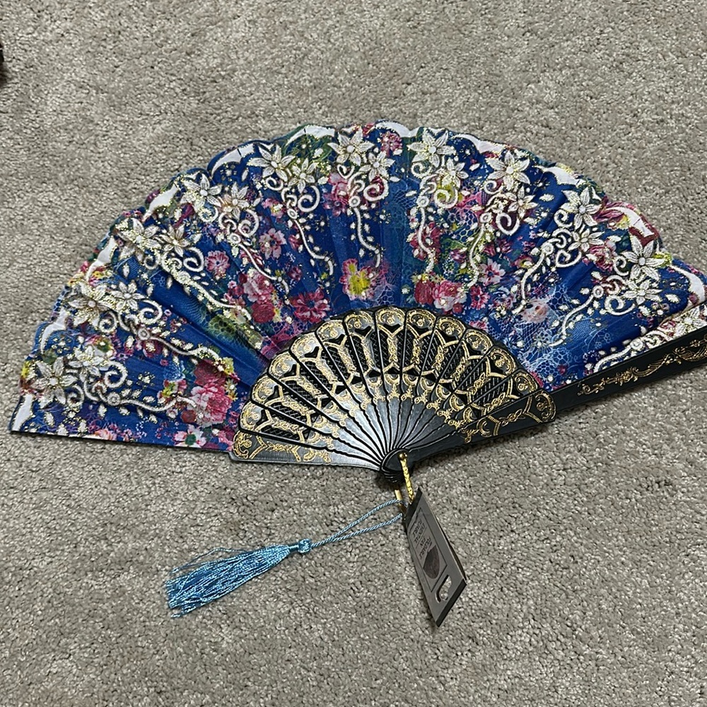 Eventail Pliable Floral Print Folding Fan